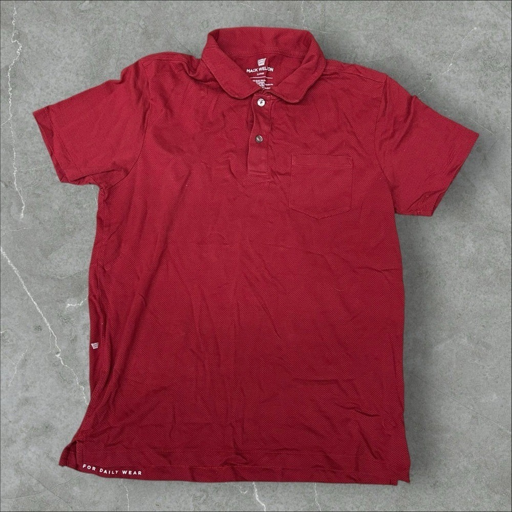 Mack Weldon Polo Shirt Men Large Red Short Sleeve Professional Casual Pocket Tee